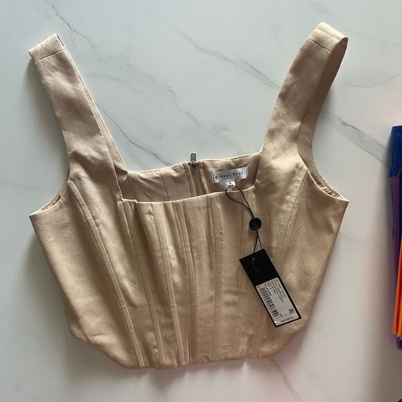 Gianni Bini Michelle Linen Blend Square Neck Sleeveless Corset Top, Sz 6 -- NWT - Picture 3 of 10